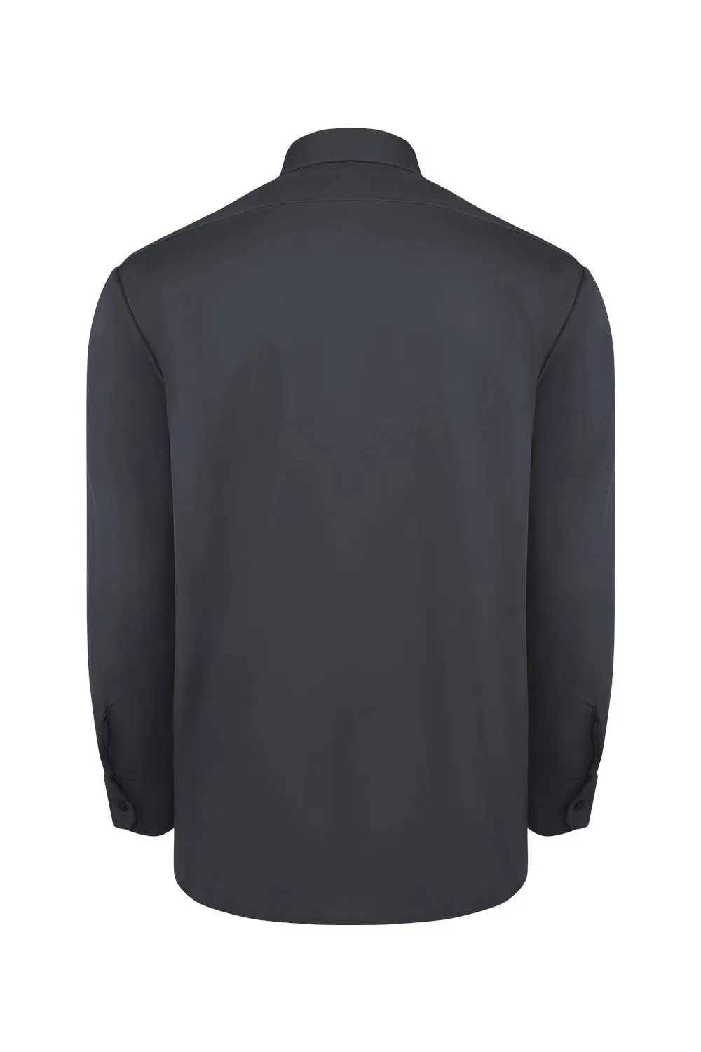 Dickies Mens Industrial Wrinkle Resistant Long Sleeve Button Down Work Shirt w/ Double Pockets - Dark Charcoal Grey