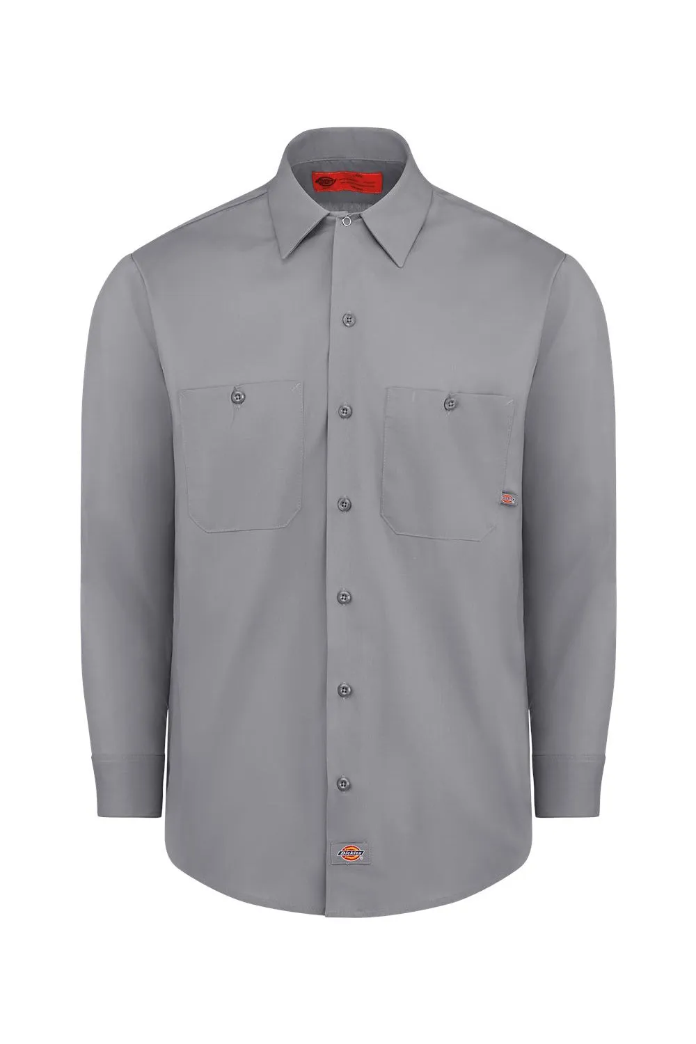 Dickies Mens Industrial Wrinkle Resistant Long Sleeve Button Down Work Shirt w/ Double Pockets - Graphite Grey