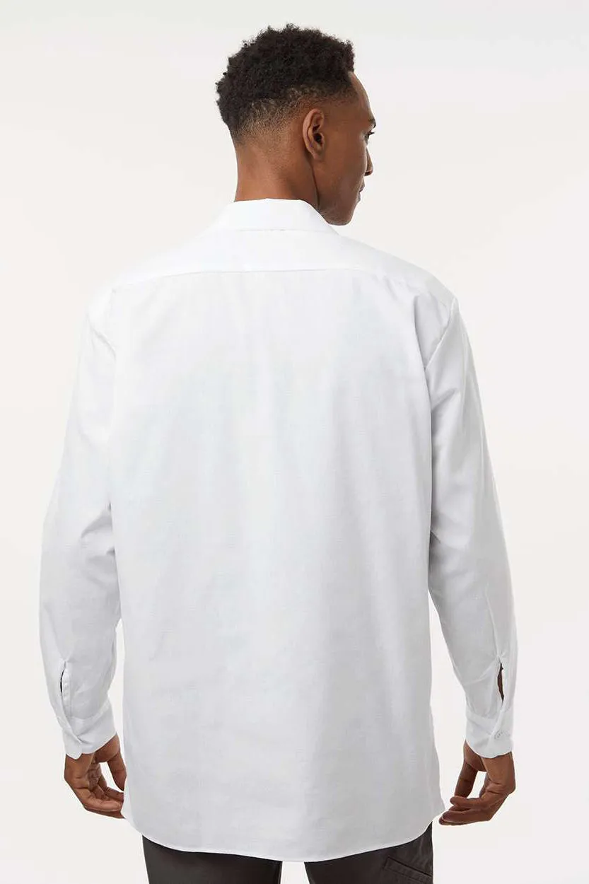 Dickies Mens Industrial Wrinkle Resistant Long Sleeve Button Down Work Shirt w/ Double Pockets - White