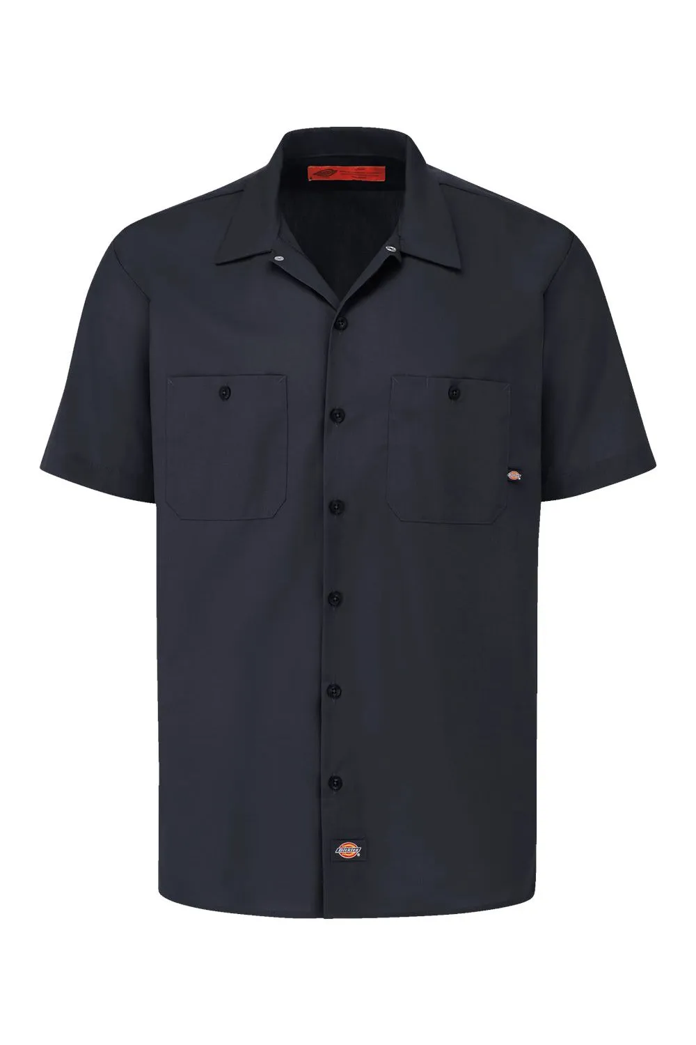 Dickies Mens Industrial Wrinkle Resistant Short Sleeve Button Down Work Shirt w/ Double Pockets - Black