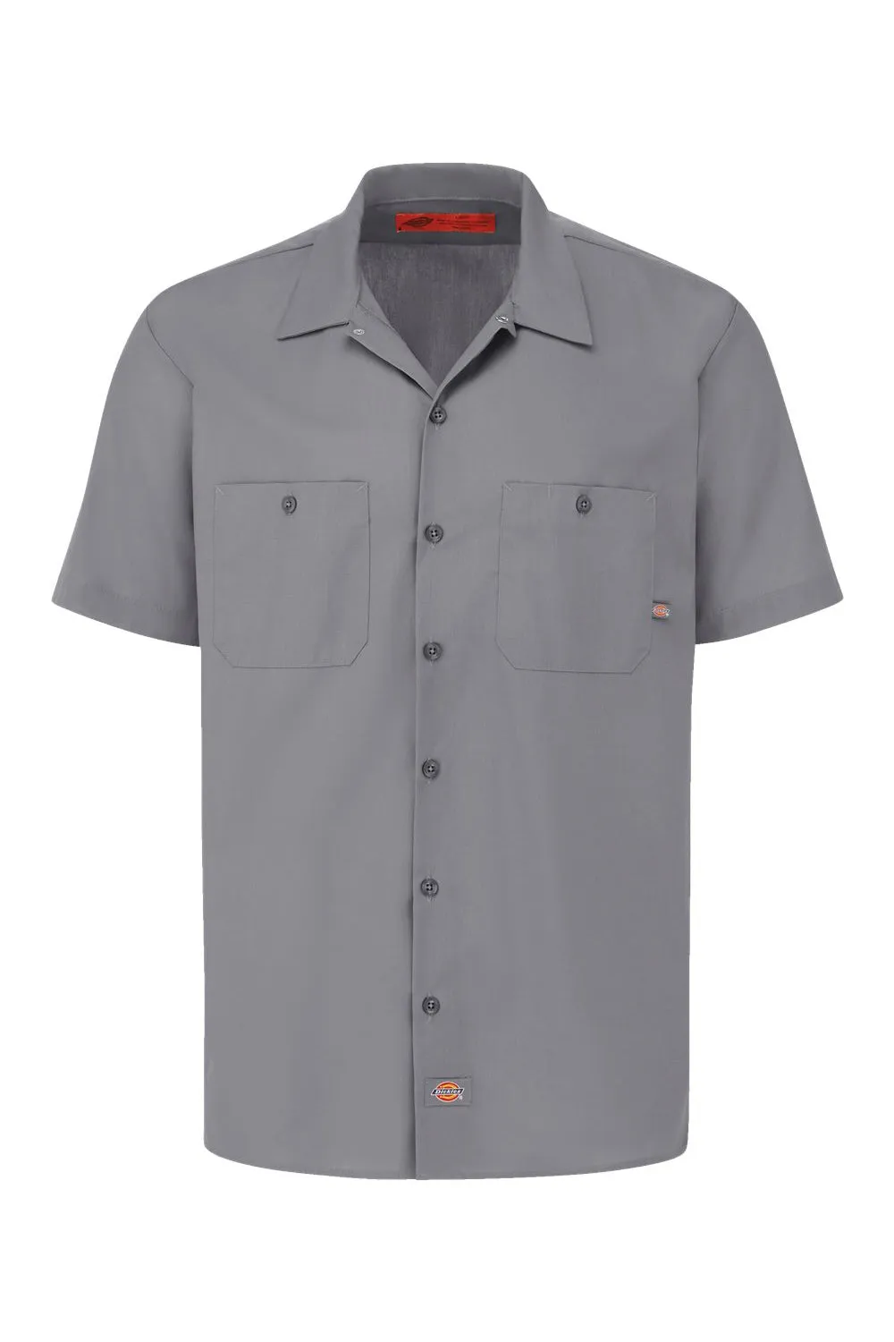 Dickies Mens Industrial Wrinkle Resistant Short Sleeve Button Down Work Shirt w/ Double Pockets - Graphite Grey