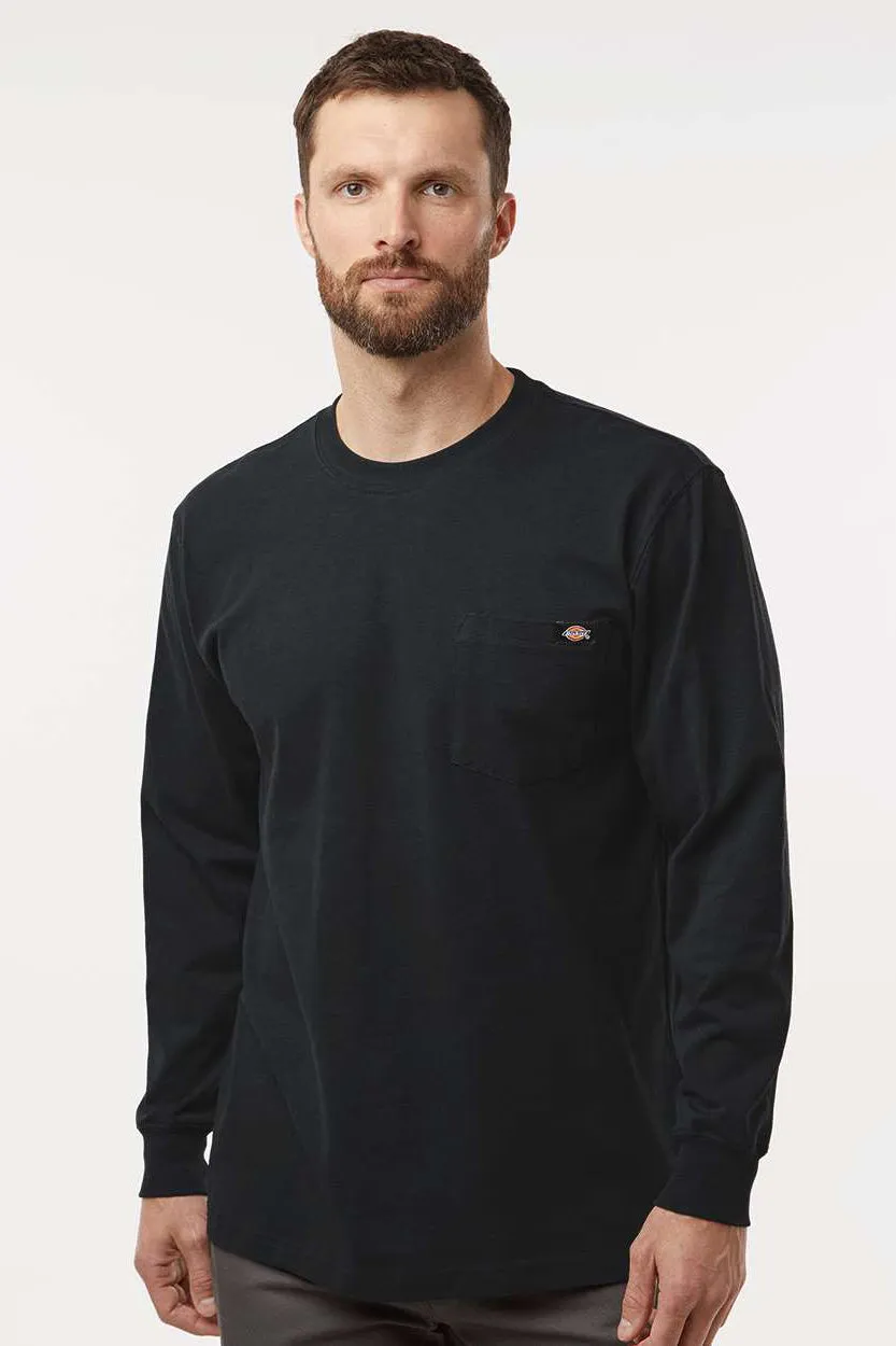 Dickies Mens Long Sleeve Crewneck T-Shirt w/ Pocket - Black