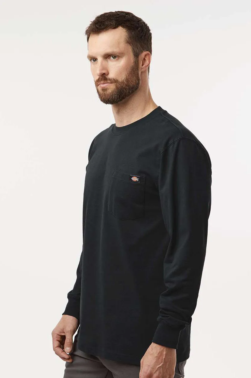 Dickies Mens Long Sleeve Crewneck T-Shirt w/ Pocket - Black