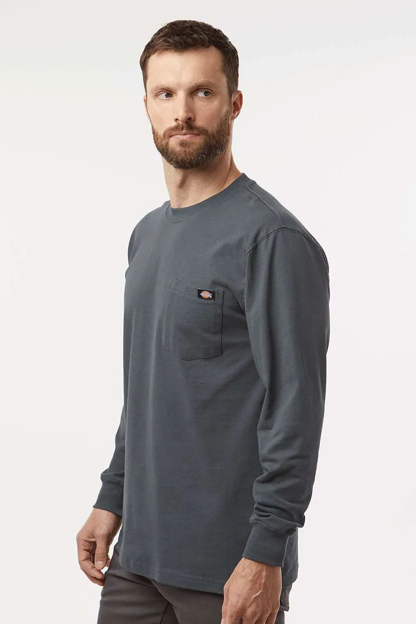 Dickies Mens Long Sleeve Crewneck T-Shirt w/ Pocket - Charcoal Grey