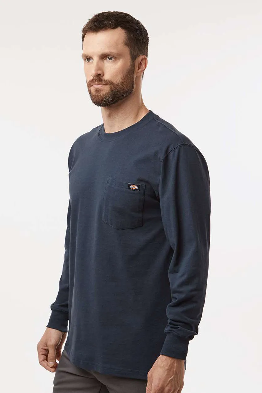 Dickies Mens Long Sleeve Crewneck T-Shirt w/ Pocket - Dark Navy Blue