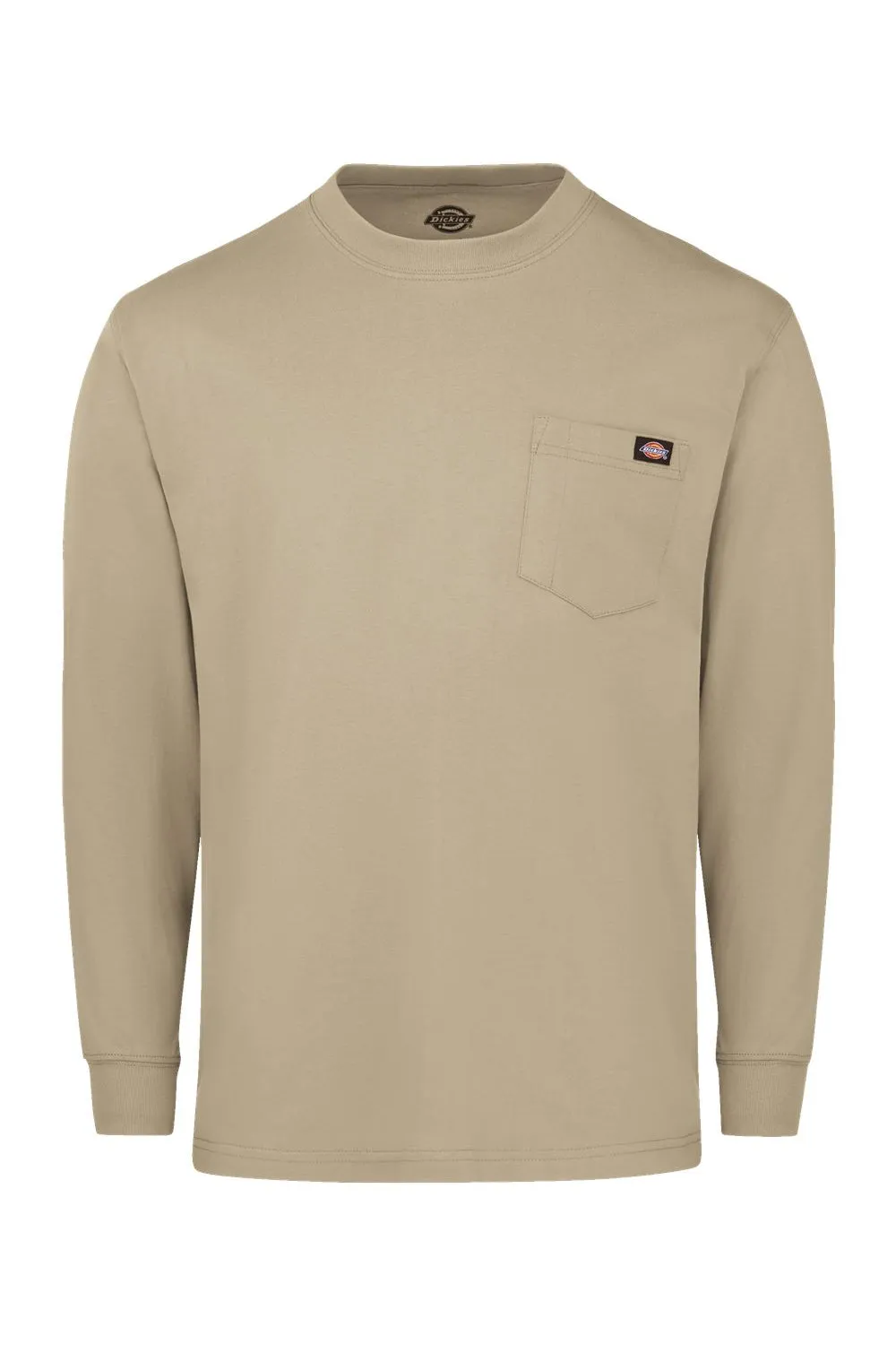 Dickies Mens Long Sleeve Crewneck T-Shirt w/ Pocket - Desert Sand