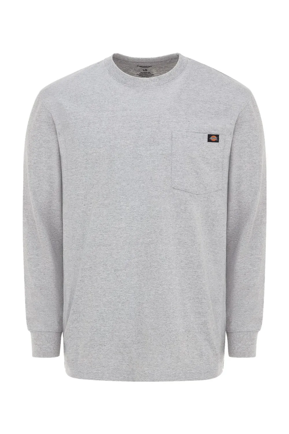 Dickies Mens Long Sleeve Crewneck T-Shirt w/ Pocket - Heather Grey