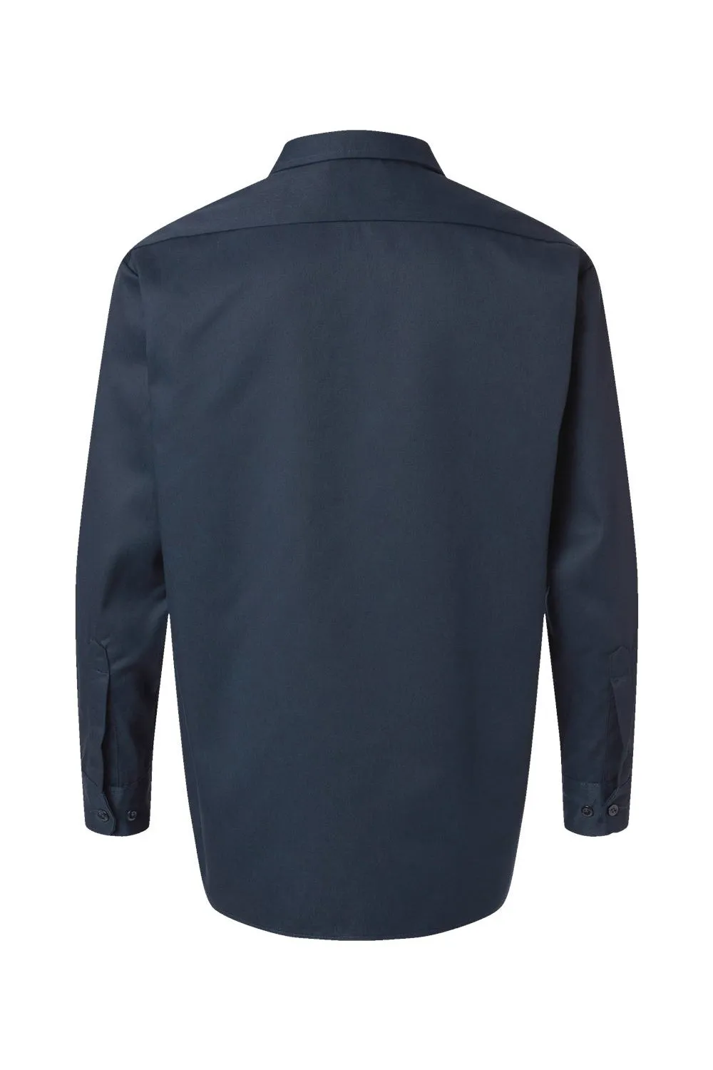 Dickies Mens Moisture Wicking Long Sleeve Button Down Shirt w/ Double Pockets - Dark Navy Blue
