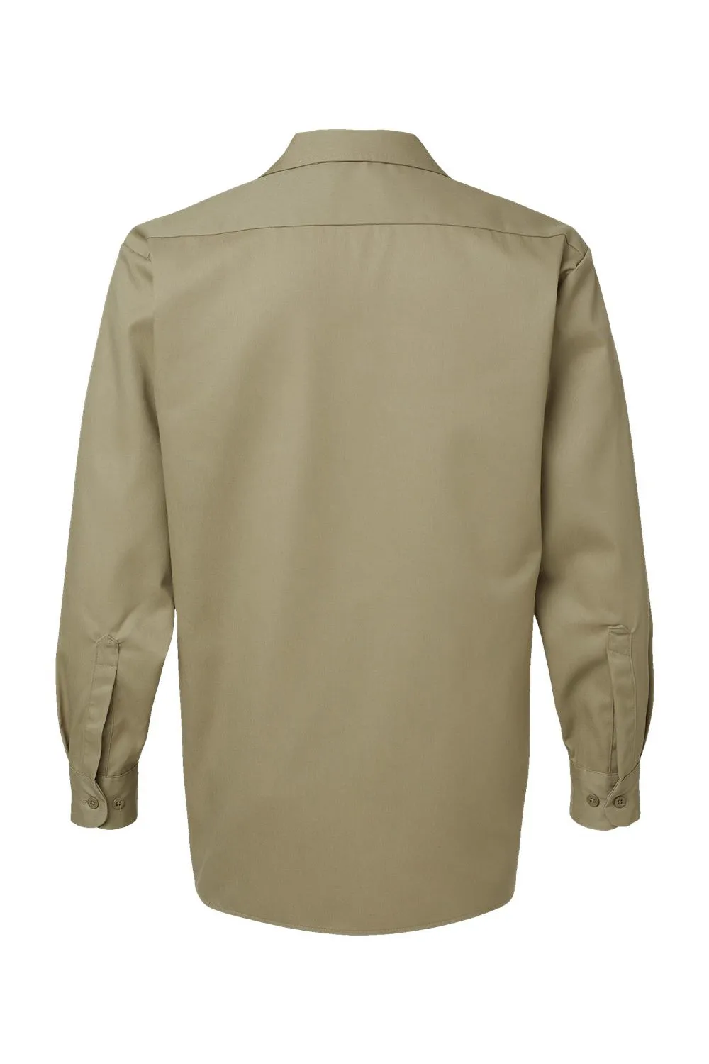 Dickies Mens Moisture Wicking Long Sleeve Button Down Shirt w/ Double Pockets - Khaki Brown