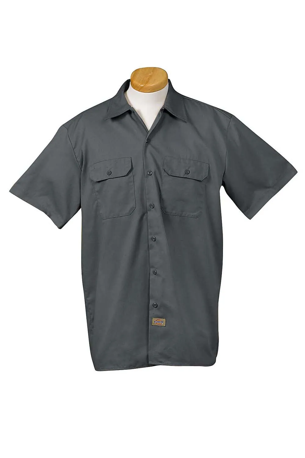 Dickies Mens Moisture Wicking Short Sleeve Button Down Shirt w/ Double Pockets - Charcoal Grey