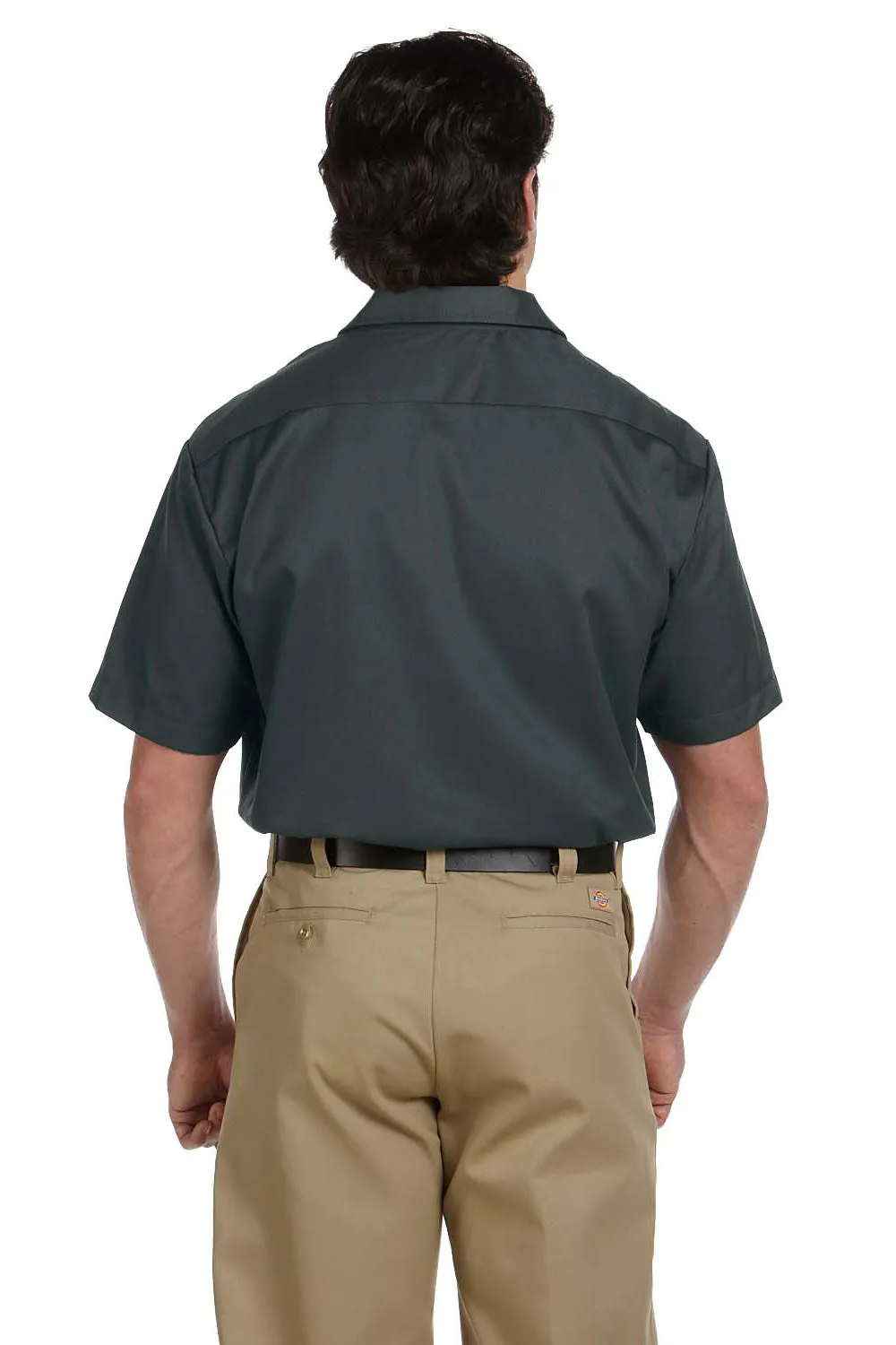 Dickies Mens Moisture Wicking Short Sleeve Button Down Shirt w/ Double Pockets - Charcoal Grey