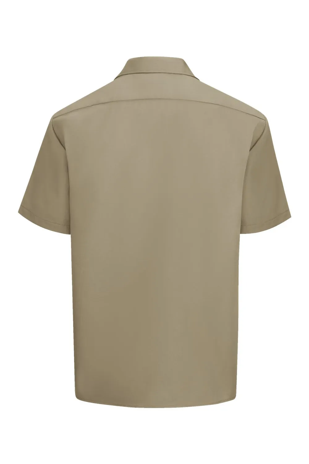Dickies Mens Moisture Wicking Short Sleeve Button Down Work Shirt w/ Double Pockets - Khaki
