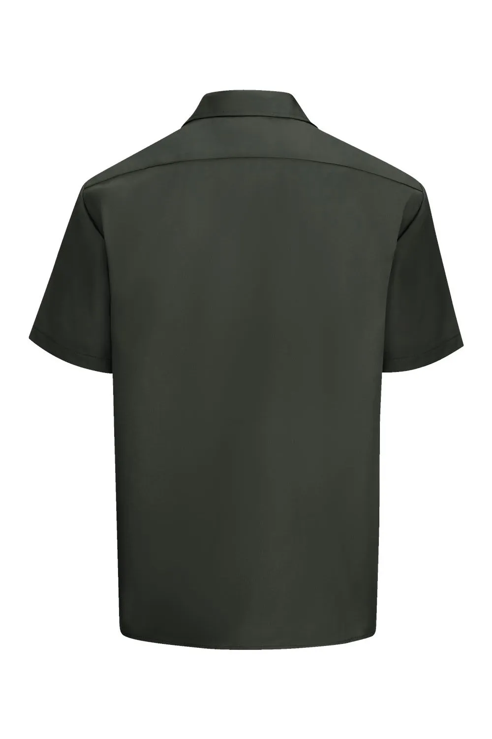 Dickies Mens Moisture Wicking Short Sleeve Button Down Work Shirt w/ Double Pockets - Olive Green