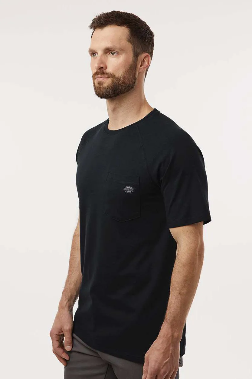 Dickies Mens Performance Moisture Wicking Short Sleeve Crewneck T-Shirt w/ Pocket - Black