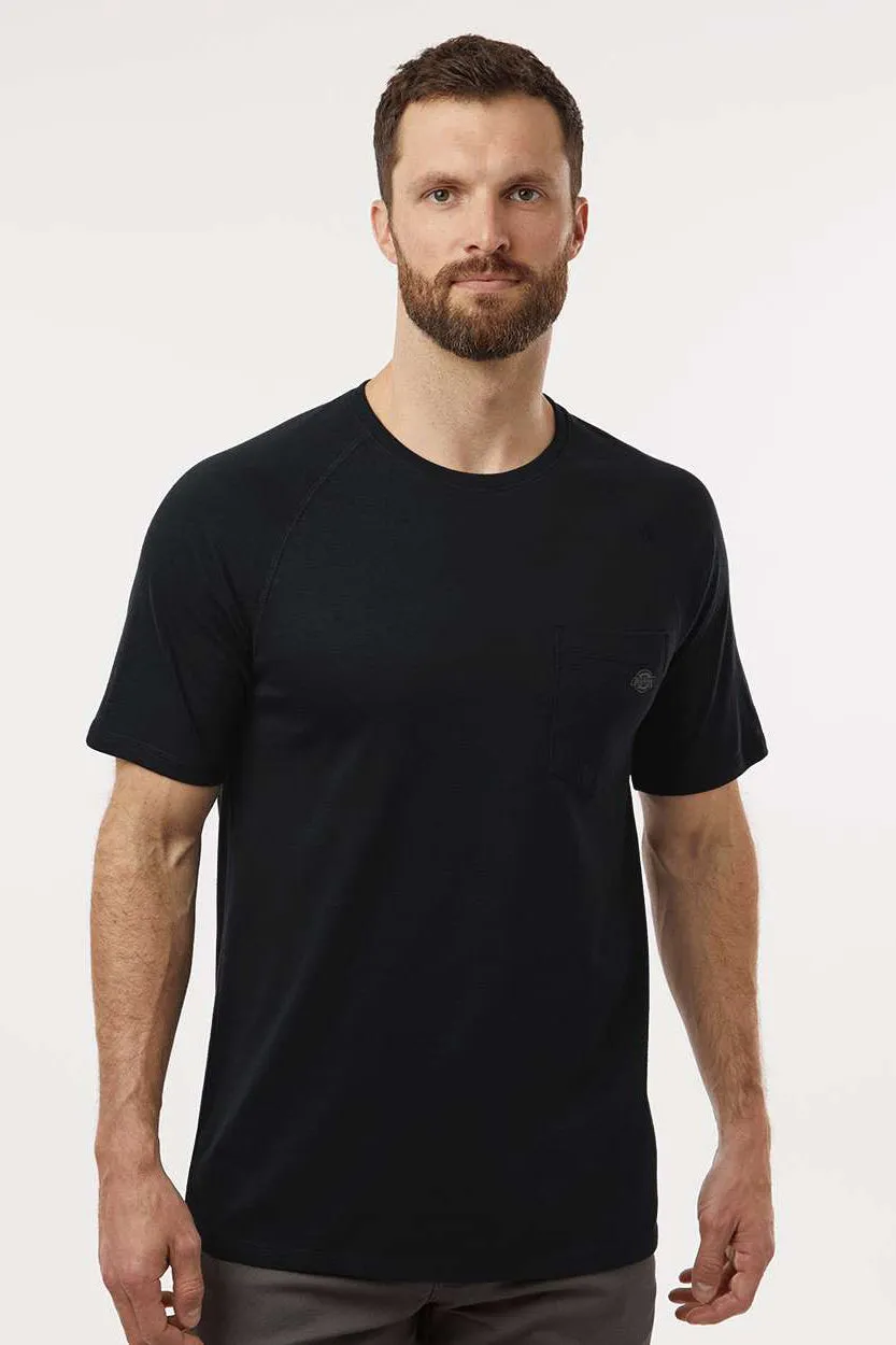 Dickies Mens Performance Moisture Wicking Short Sleeve Crewneck T-Shirt w/ Pocket - Black