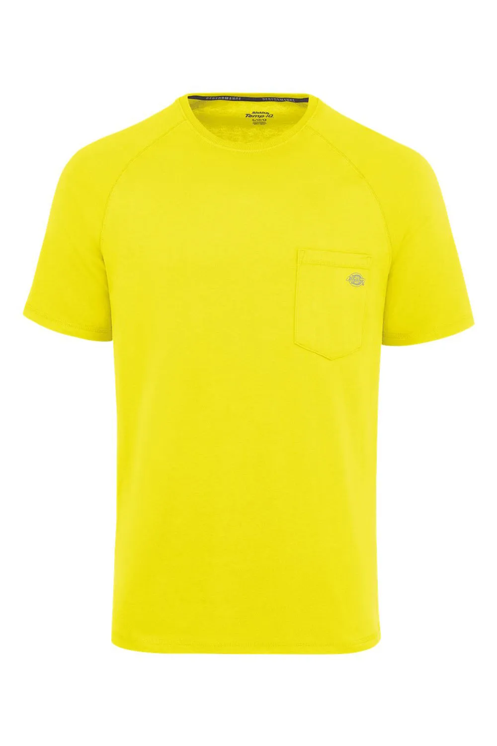 Dickies Mens Performance Moisture Wicking Short Sleeve Crewneck T-Shirt w/ Pocket - Bright Yellow