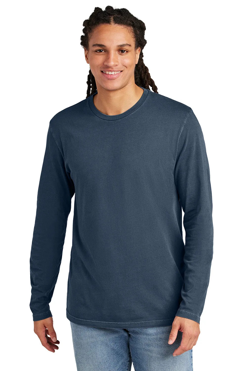 District Mens District Wash Long Sleeve Crewneck T-Shirt - True Navy Blue