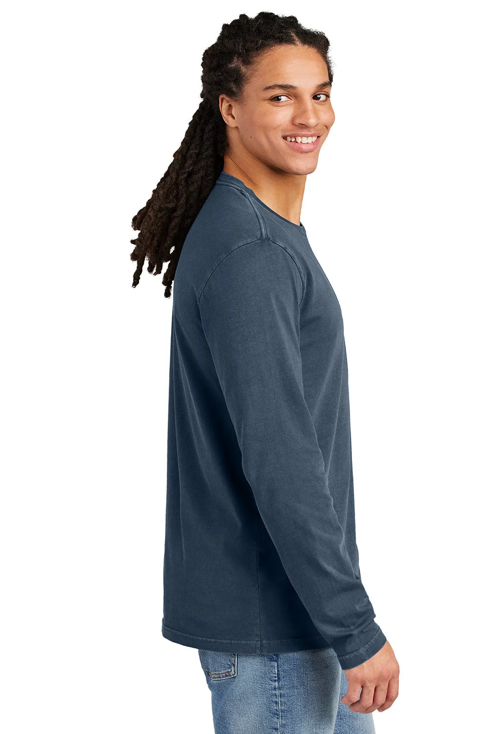 District Mens District Wash Long Sleeve Crewneck T-Shirt - True Navy Blue