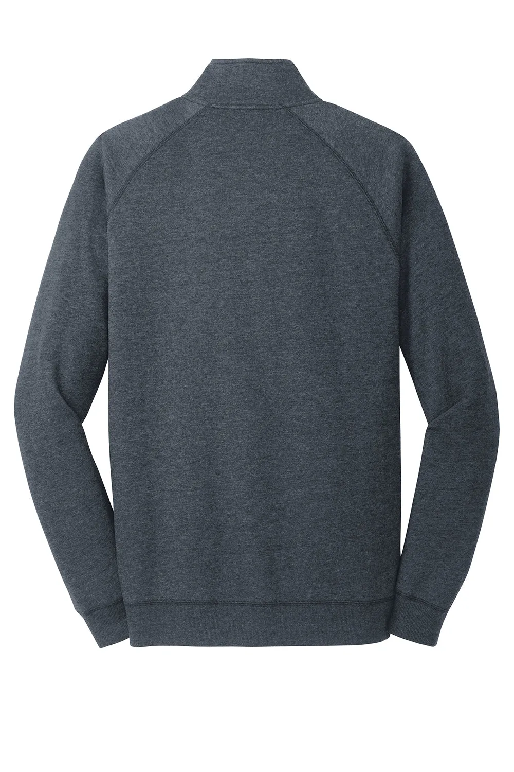 District Mens Fleece 1/4 Zip Sweatshirt w/ Pouch Pocket - Heather Navy Blue
