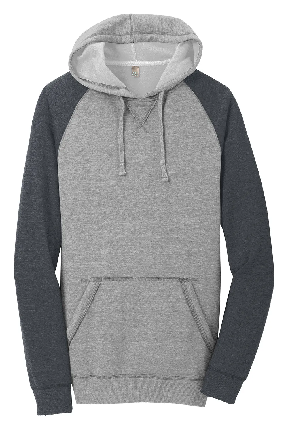 District Mens Fleece Hooded Sweatshirt Hoodie w/ Pouch Pocket - Heather Grey/Grey