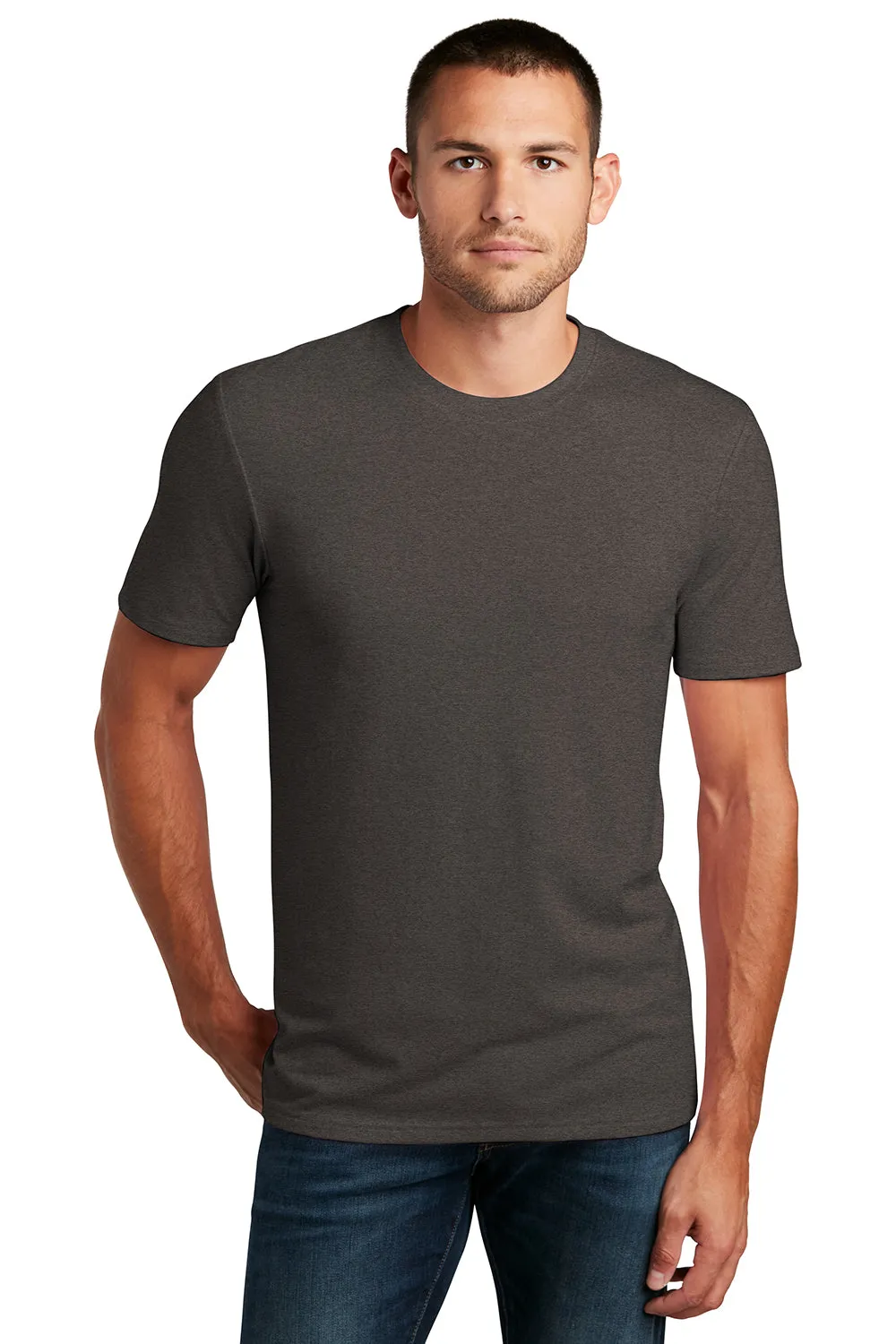 District Mens Flex Short Sleeve Crewneck T-Shirt - Heather Charcoal Grey
