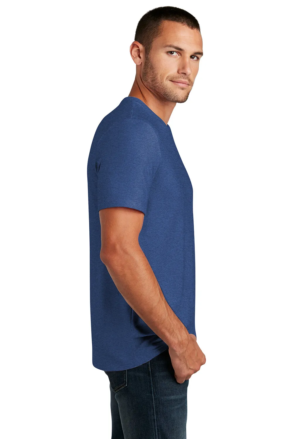 District Mens Flex Short Sleeve Crewneck T-Shirt - Heather Deep Royal Blue
