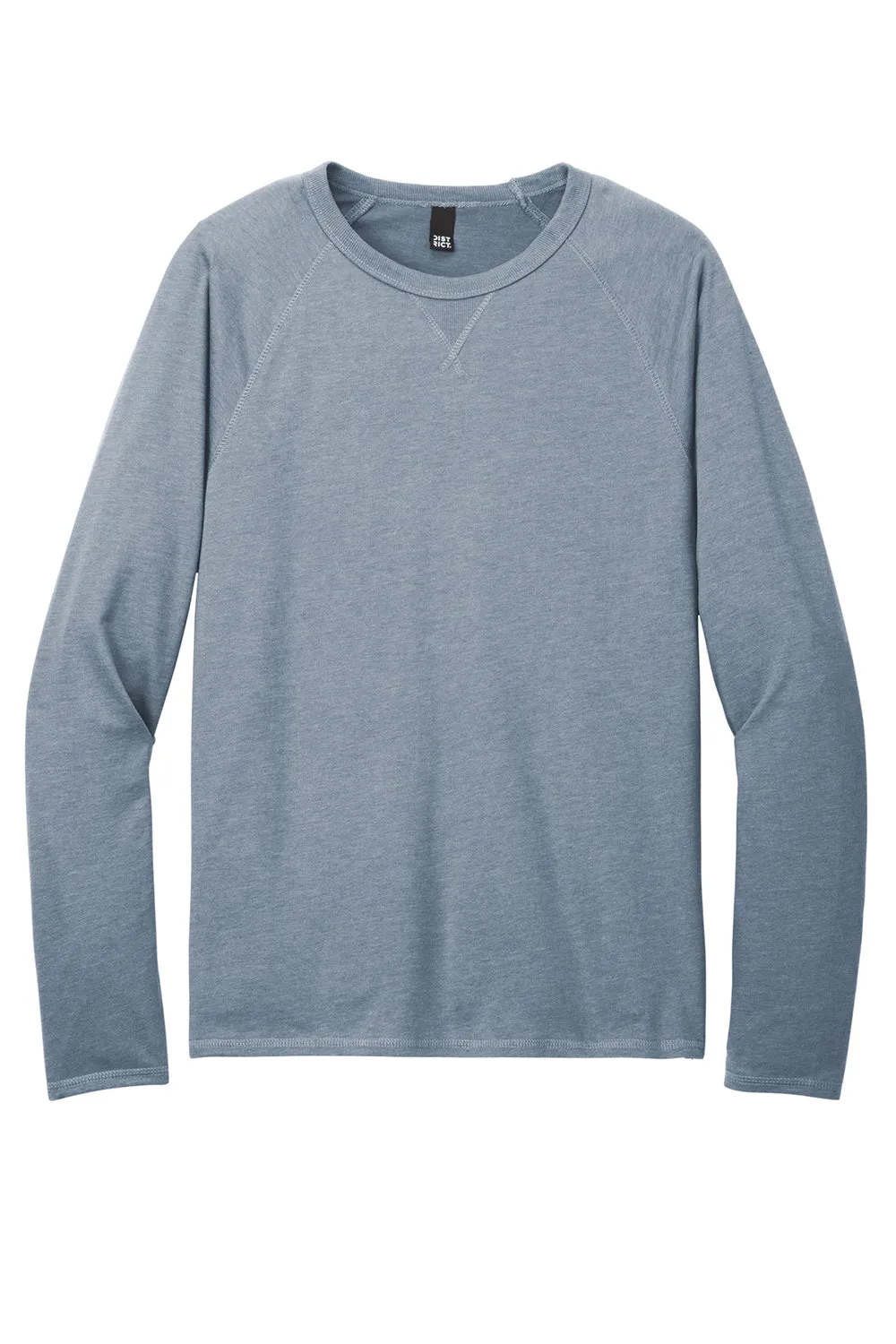 District Mens French Terry Crewneck Sweatshirt - Heather Flint Blue