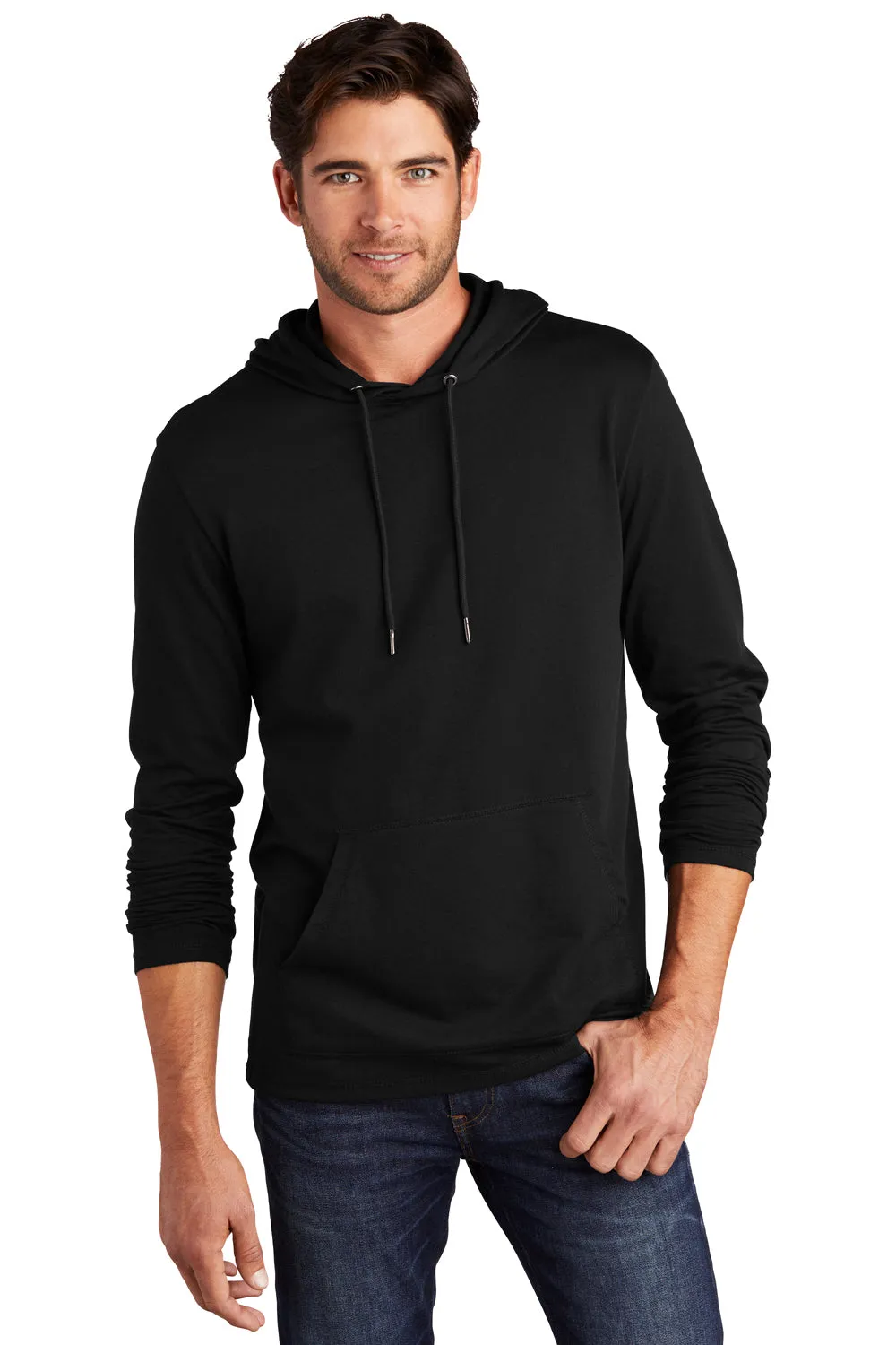 District Mens French Terry Hooded T-Shirt Hoodie - Black