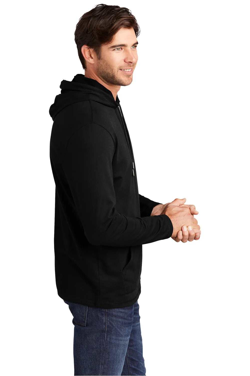 District Mens French Terry Hooded T-Shirt Hoodie - Black