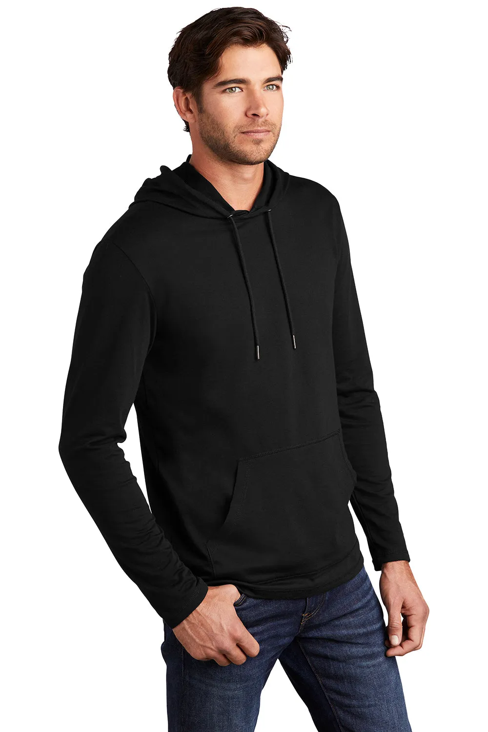 District Mens French Terry Hooded T-Shirt Hoodie - Black