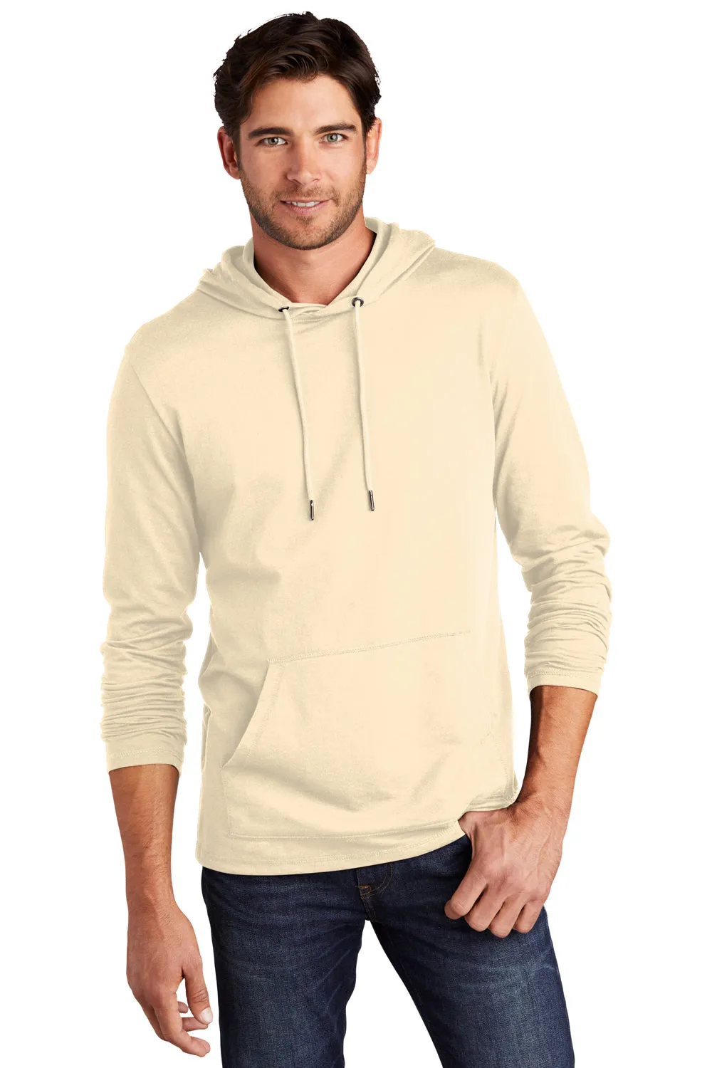 District Mens French Terry Hooded T-Shirt Hoodie - Gardenia
