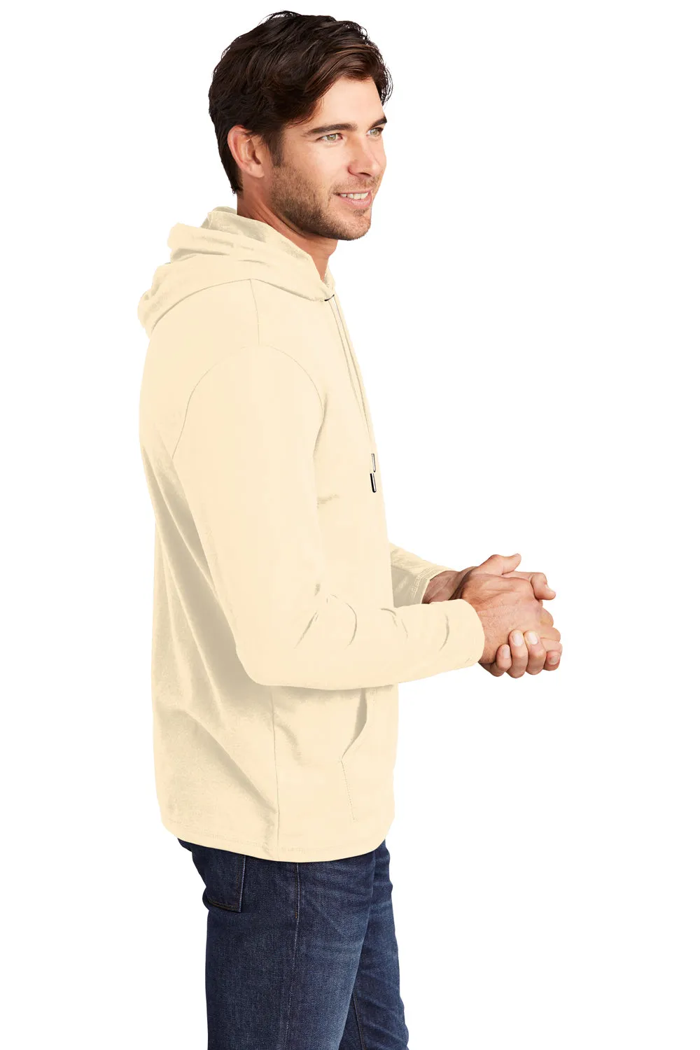 District Mens French Terry Hooded T-Shirt Hoodie - Gardenia