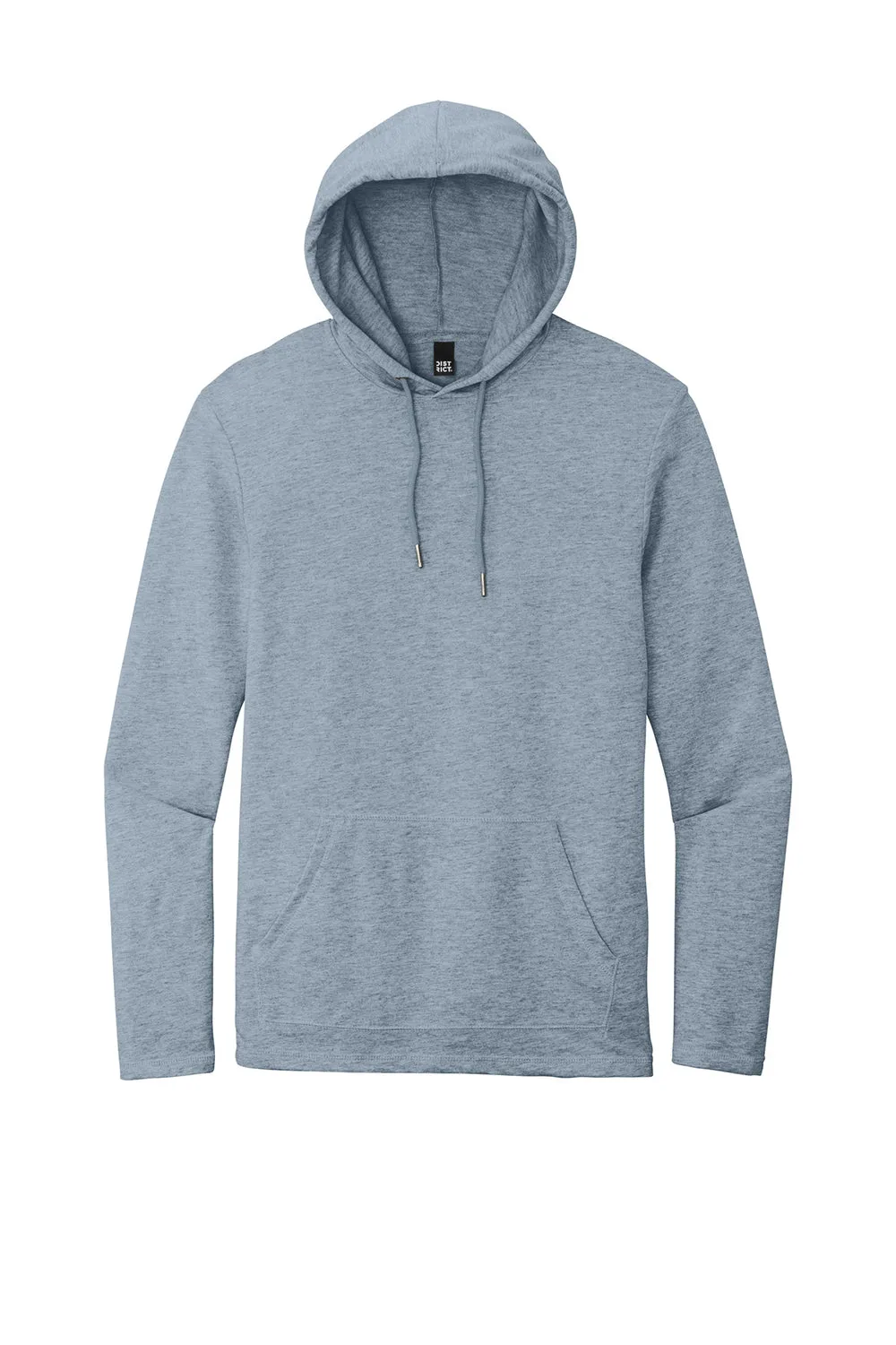 District Mens French Terry Hooded T-Shirt Hoodie - Heather Flint Blue
