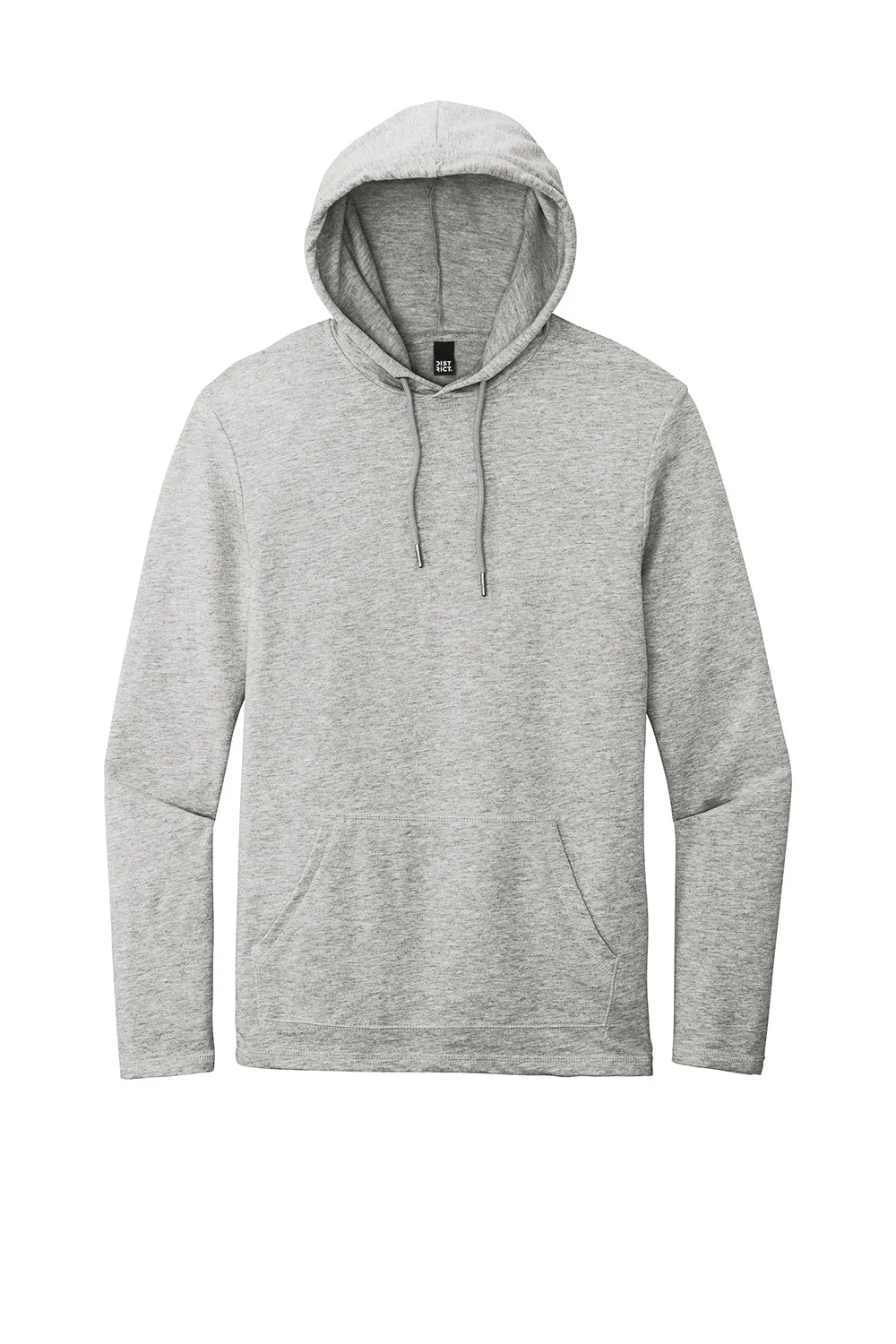 District Mens French Terry Hooded T-Shirt Hoodie - Heather Light Grey