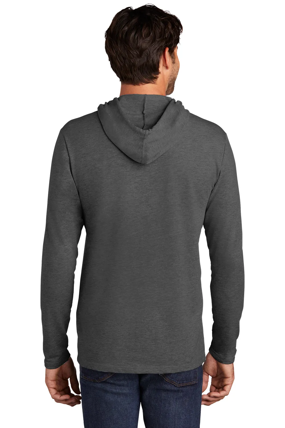 District Mens French Terry Hooded T-Shirt Hoodie - Washed Coal Grey