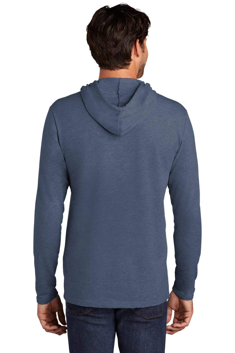 District Mens French Terry Hooded T-Shirt Hoodie - Washed Indigo Blue