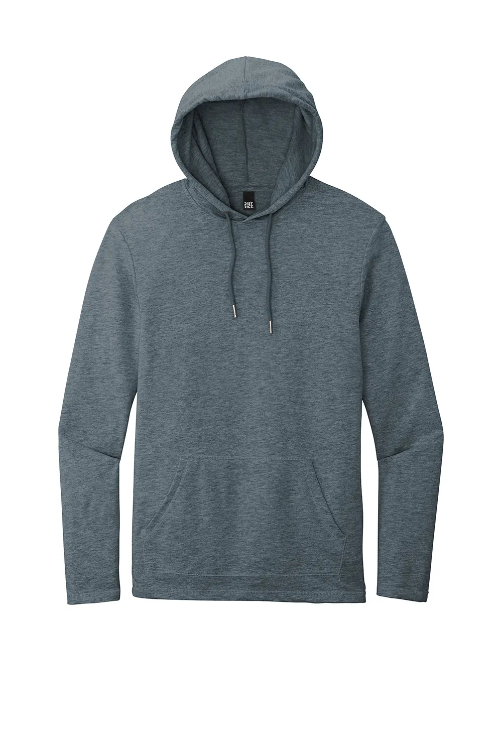 District Mens French Terry Hooded T-Shirt Hoodie - Washed Indigo Blue