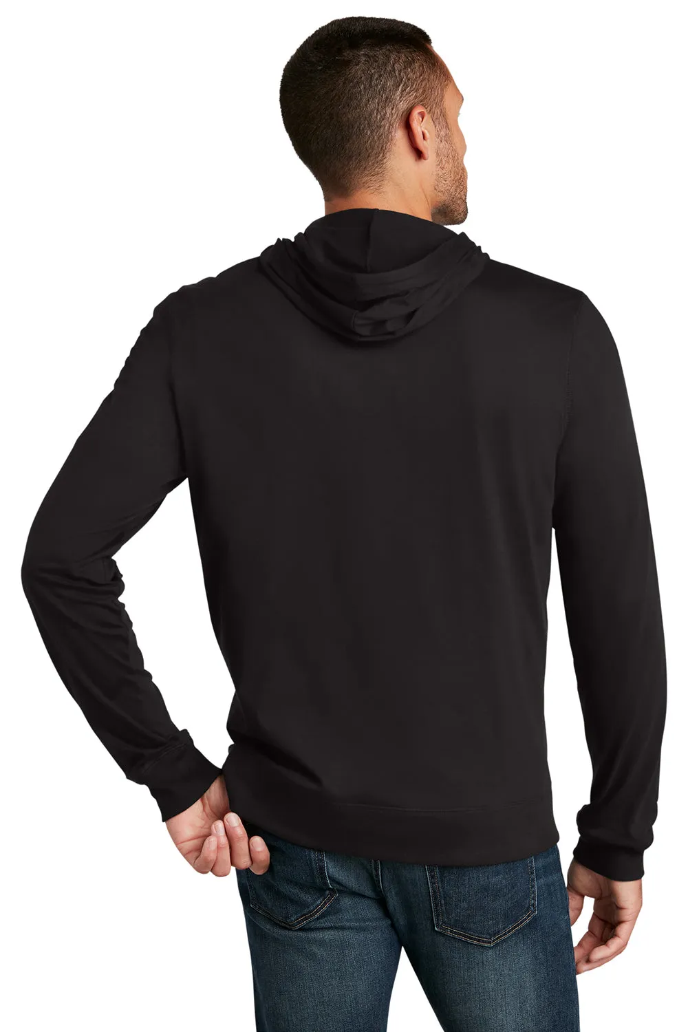 District Mens Full Zip Hooded Sweatshirt Hoodie w/ Pockets - Black
