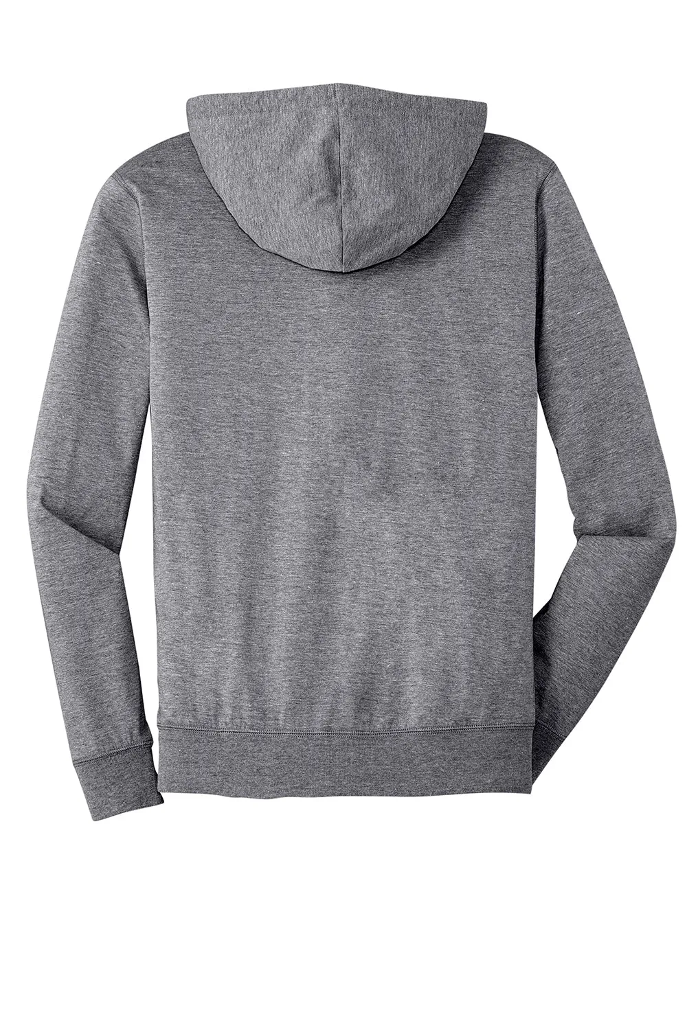 District Mens Full Zip Hooded Sweatshirt Hoodie w/ Pockets - Heather Dark Grey
