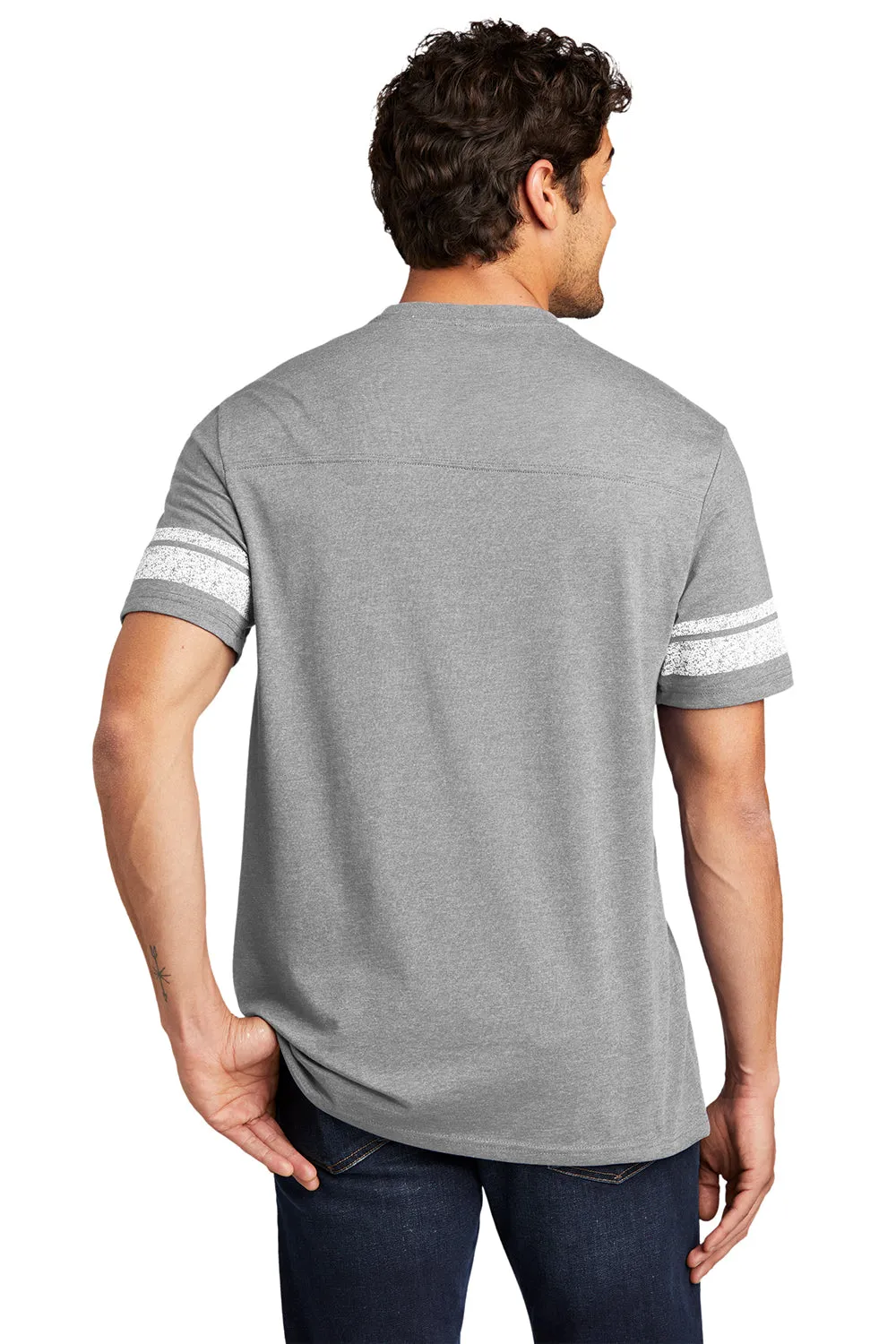 District Mens Game Short Sleeve Crewneck T-Shirt - Heather Nickel Grey/White - Closeout