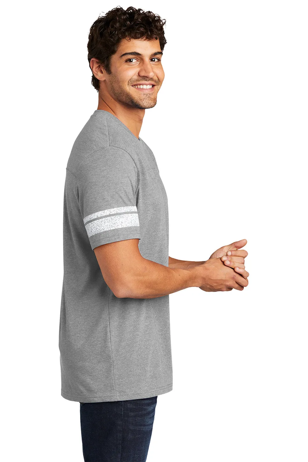District Mens Game Short Sleeve Crewneck T-Shirt - Heather Nickel Grey/White - Closeout