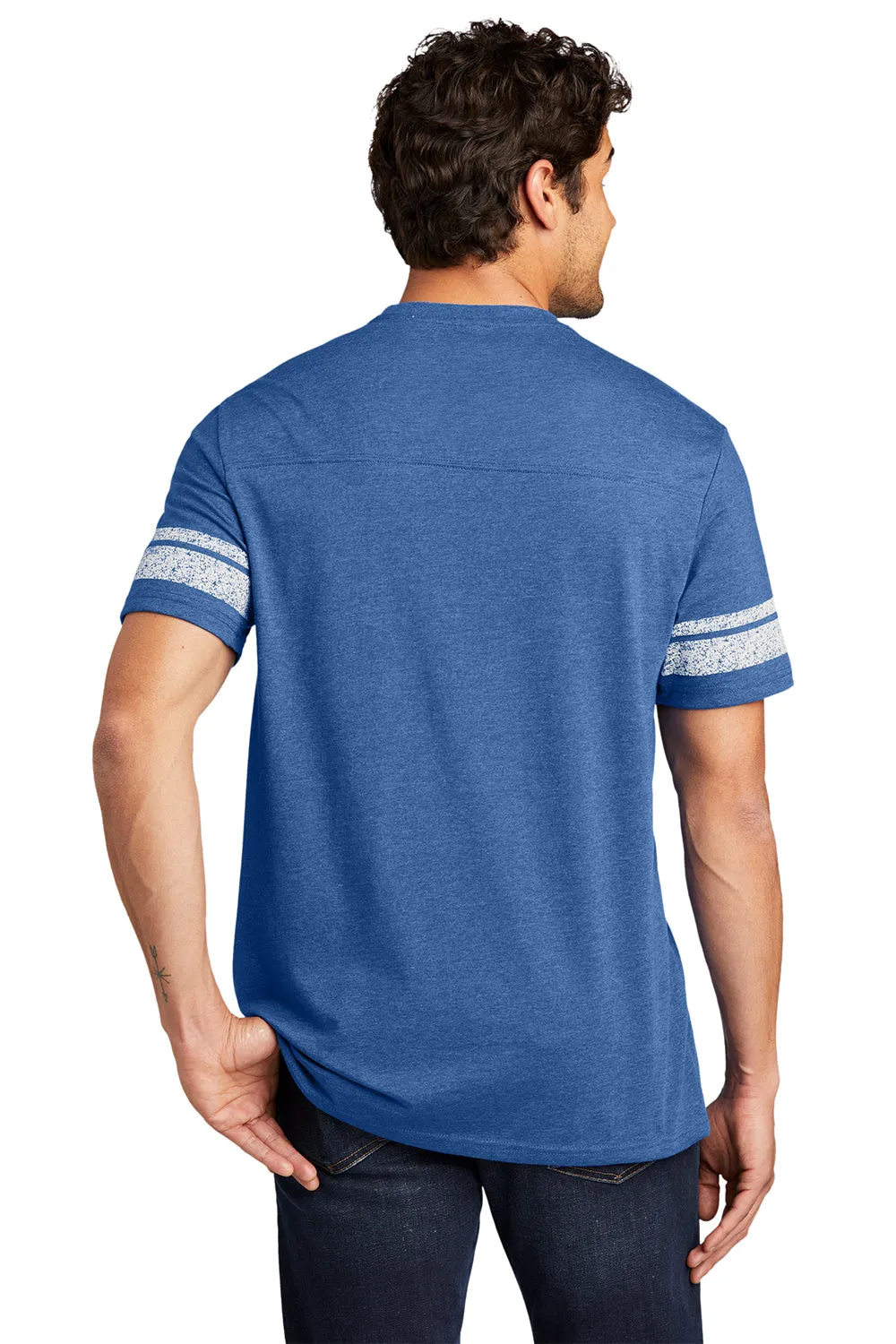 District Mens Game Short Sleeve Crewneck T-Shirt - Heather True Royal Blue/White - Closeout