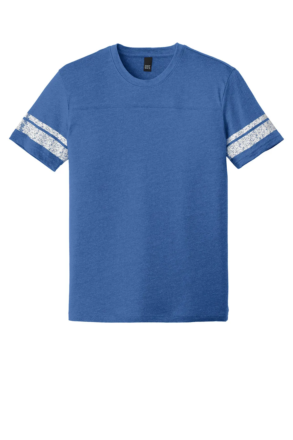 District Mens Game Short Sleeve Crewneck T-Shirt - Heather True Royal Blue/White - Closeout