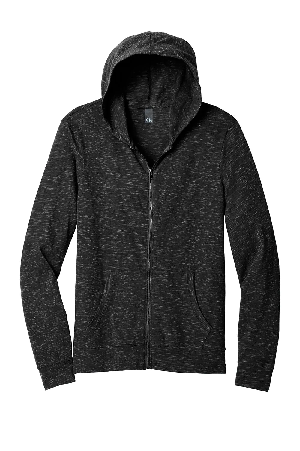 District Mens Medal Full Zip Hooded Sweatshirt Hoodie w/ Pockets - Black