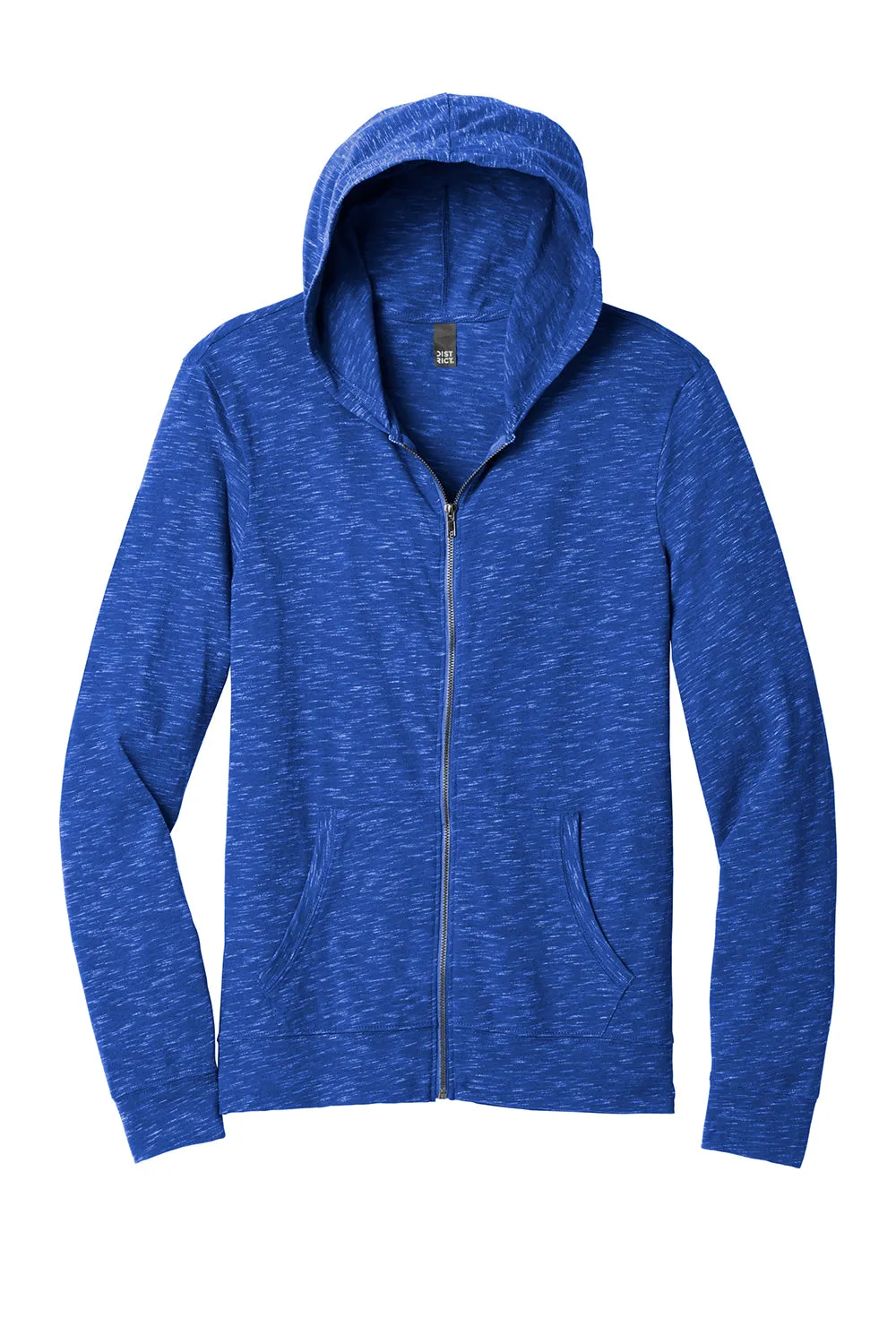 District Mens Medal Full Zip Hooded Sweatshirt Hoodie w/ Pockets - Deep Royal Blue