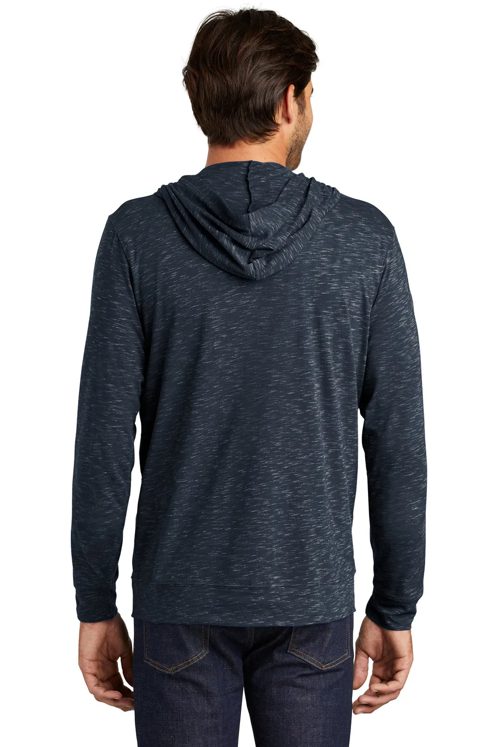 District Mens Medal Full Zip Hooded Sweatshirt Hoodie w/ Pockets - New Navy Blue