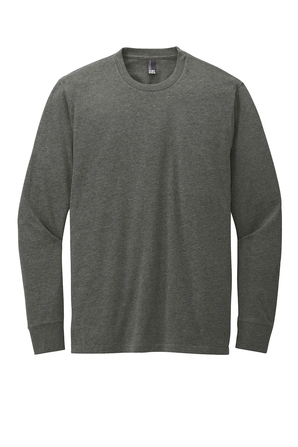 District Mens Perfect Blend CVC Long Sleeve Crewneck T-Shirt - Heather Charcoal Grey