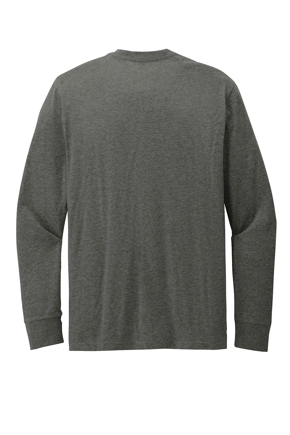 District Mens Perfect Blend CVC Long Sleeve Crewneck T-Shirt - Heather Charcoal Grey