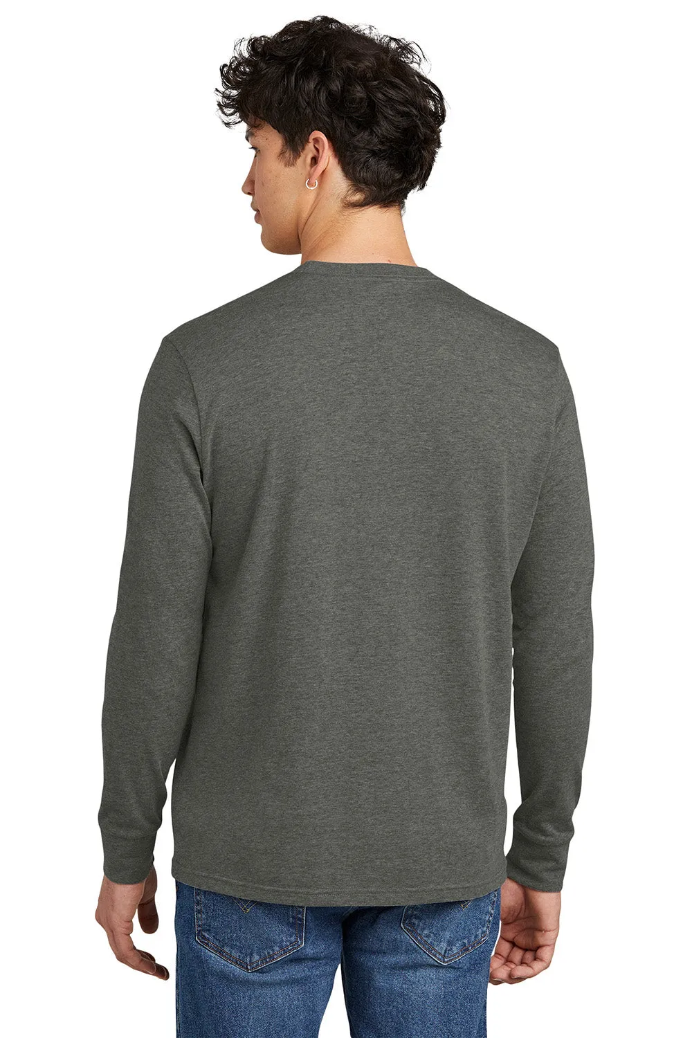 District Mens Perfect Blend CVC Long Sleeve Crewneck T-Shirt - Heather Charcoal Grey