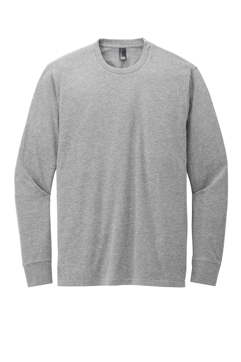 District Mens Perfect Blend CVC Long Sleeve Crewneck T-Shirt - Heather Light Grey